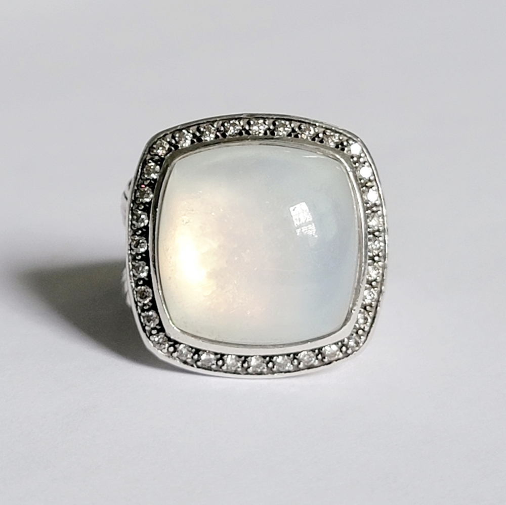 David Yurman Albion 17mm Moonstone Diamond Moonlight Ice Ring - Picture 3 of 9